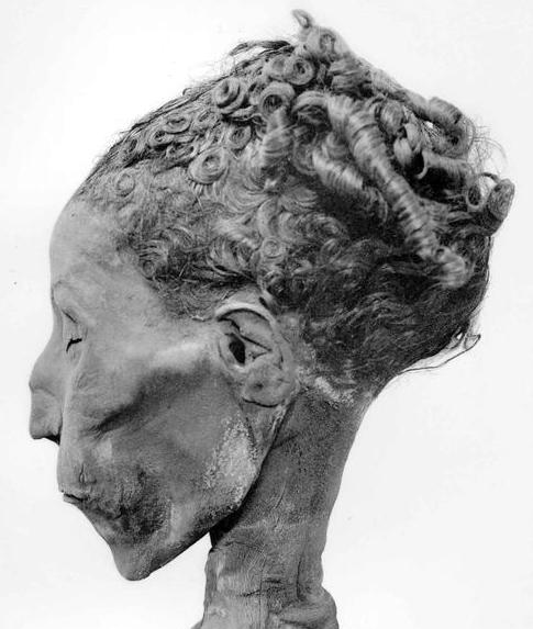 Mummies and mummy hair from ancient Egypt.